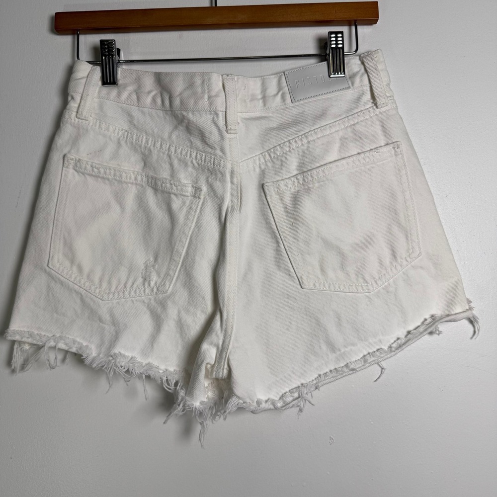 Pistola Denim Shorts Womens 26 White High Rise Frayed Raw Hem P00024451DR LUXWV - Picture 5 of 8